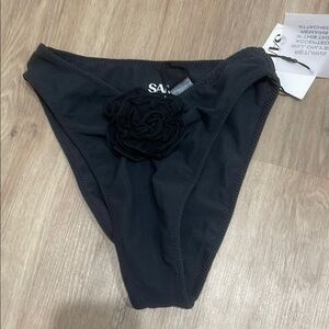 Black Minimalist Bikini Bottom Swim